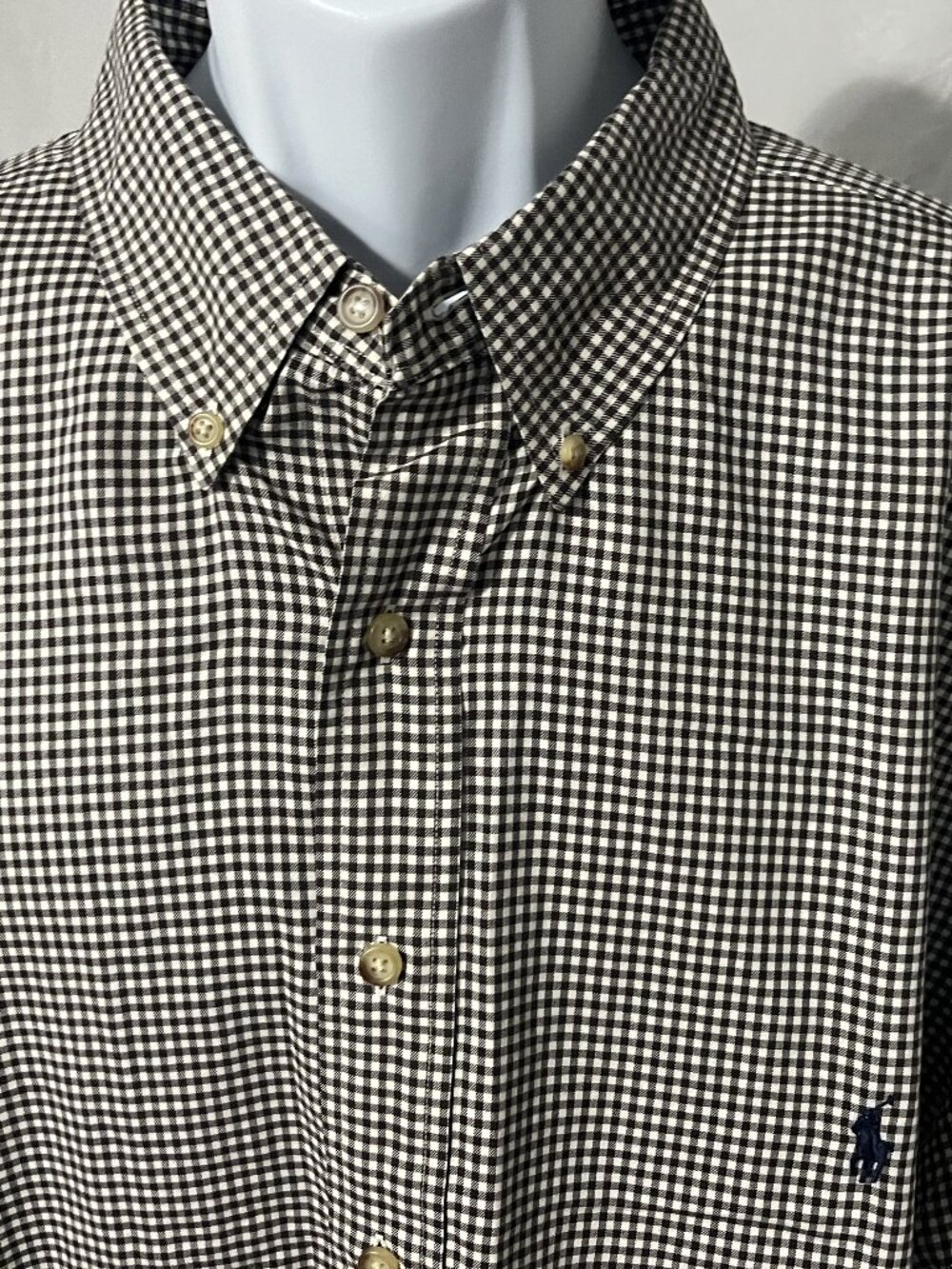 🍃 Ralph Lauren Men's Green & White Checkered Long Sleeve Shirt 3XLT Classic Fit